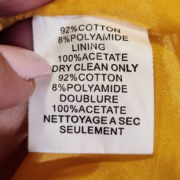 Trina Turk Yellow Cotton One Shoulder Beaded Sheath Dress Size 8 (4720) - Picture 5 of 8